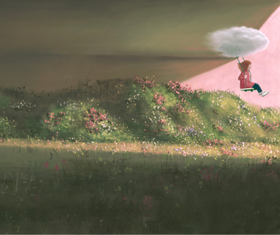 abstract girl on swing